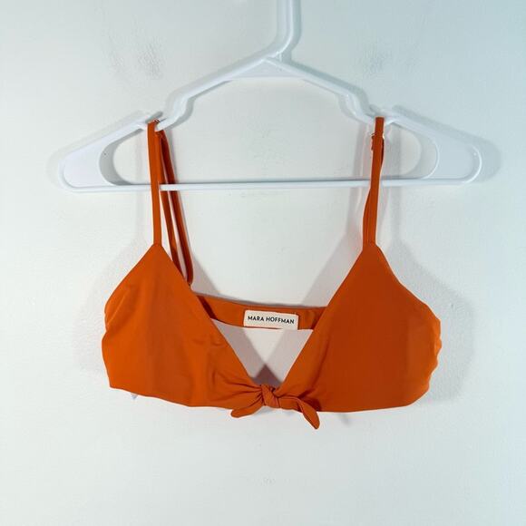 Mara Hoffman Carla Orange Tie Knot Front Bikini Swim Top Size Small - Picture 2 of 7